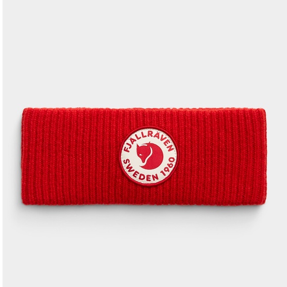 Fjallraven unisex red 100% wool logo headband NWT - Picture 1 of 9
